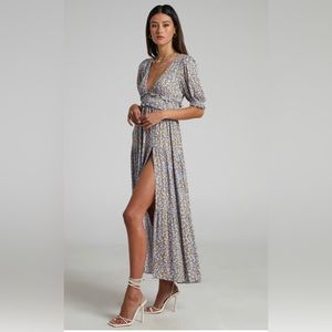 SHOWPO- LUISELLA PUFF SLEEVE TIERED MAXI DRESS IN  DITSY FLORAL